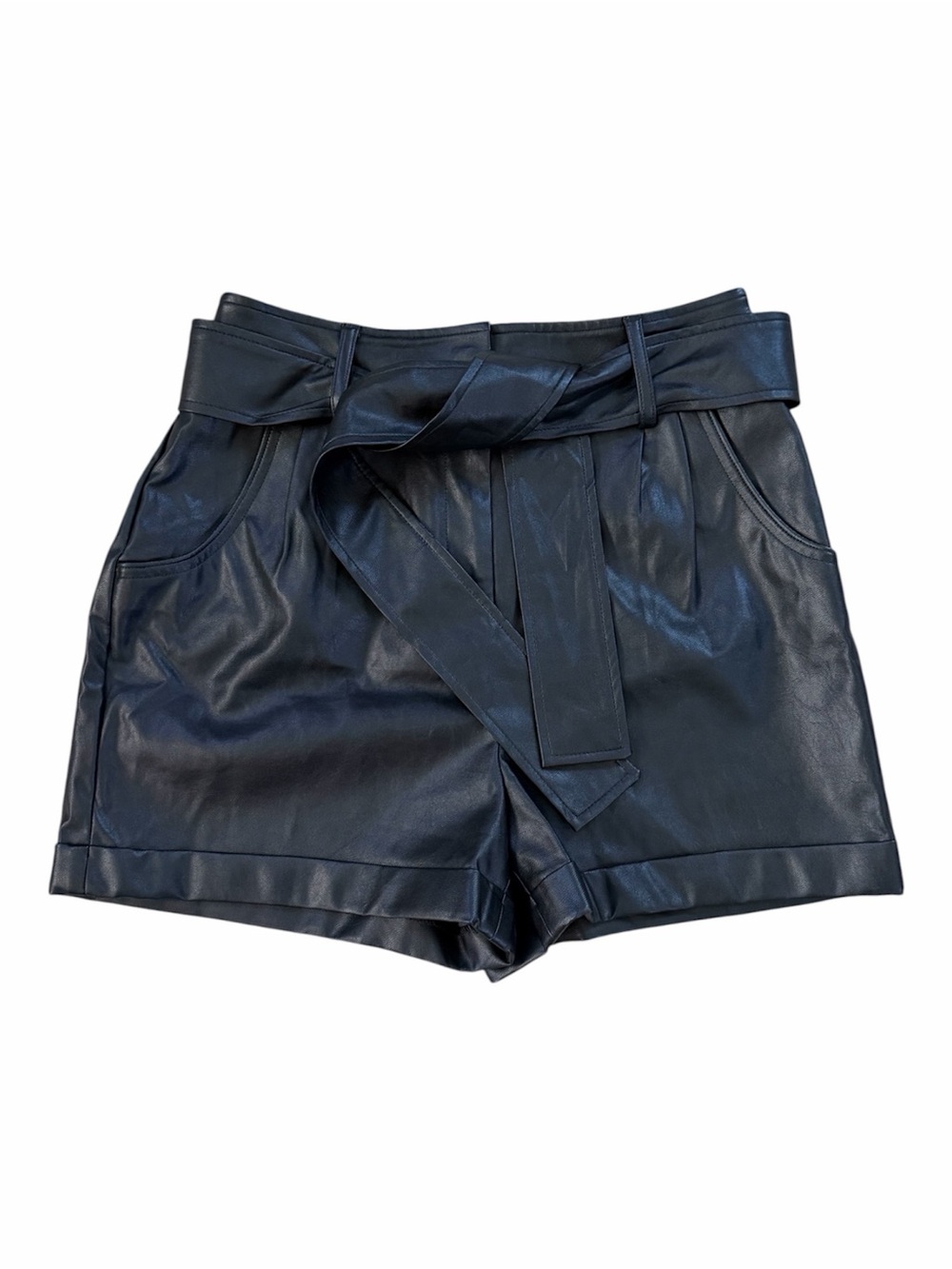 Express Black Faux Leather Shortie Extreme High Rise Shorts Size 6 NWOT